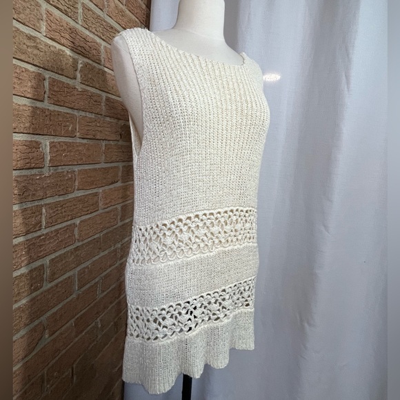 Preston & York Sweaters - Preston & York Ivory Cream Crochet tank tunic - small